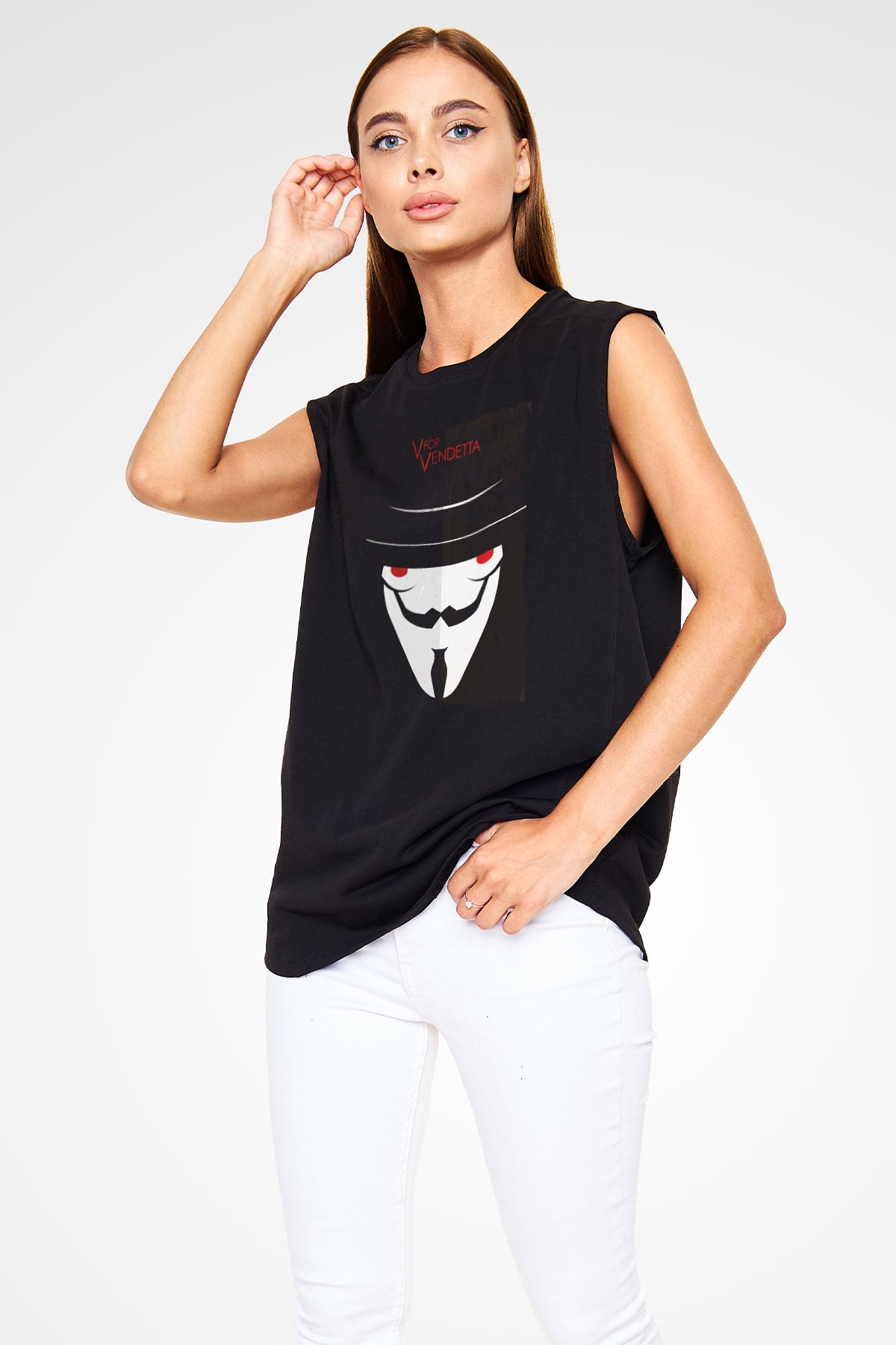 Vendetta Siyah Unisex Kolsuz Tişört