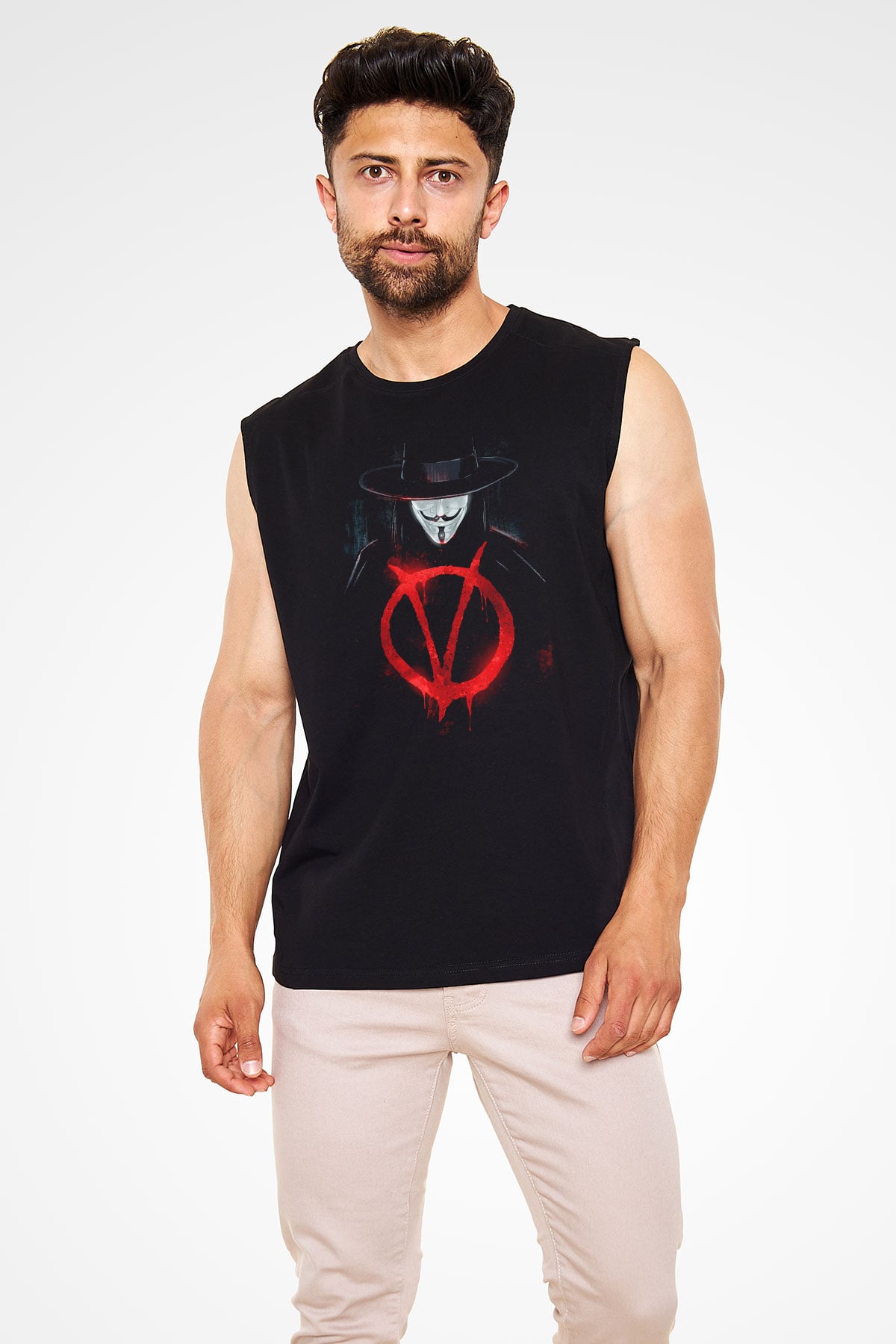 Vendetta Siyah Unisex Kolsuz Tişört
