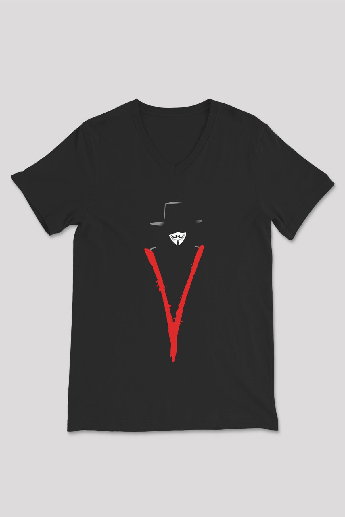Vendetta Siyah Unisex V Yaka Tişört