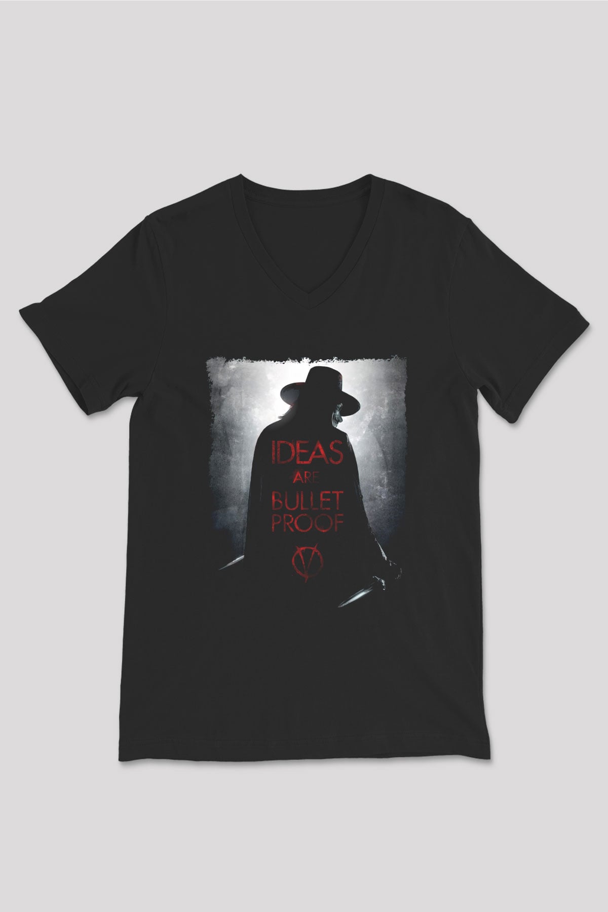 Vendetta Siyah Unisex V Yaka Tişört