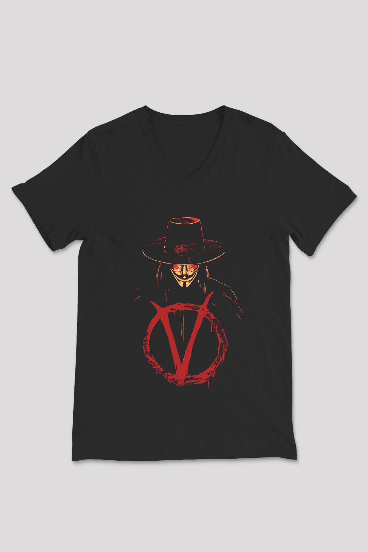 Vendetta Siyah Unisex V Yaka Tişört