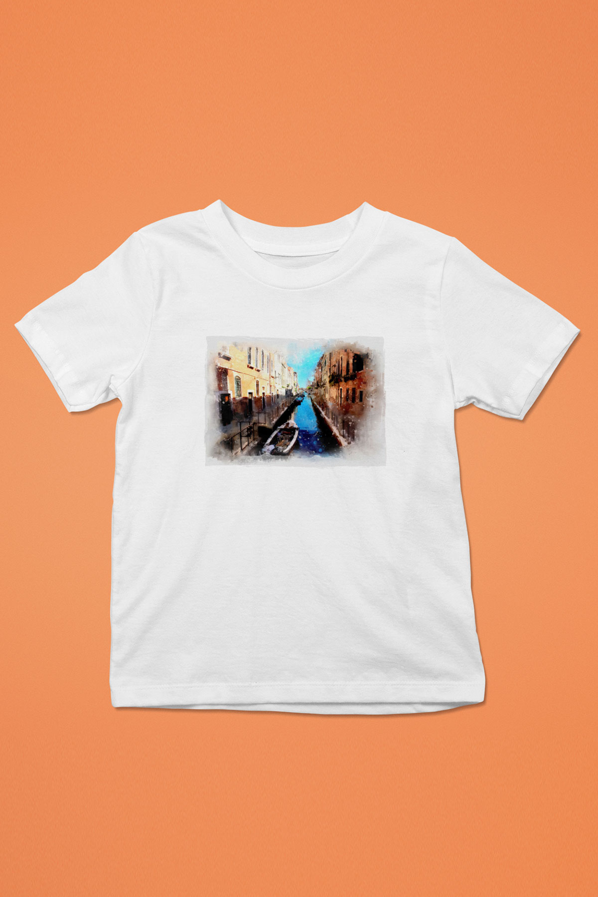 Venedik Kanal Beyaz Unisex Çocuk Tişört