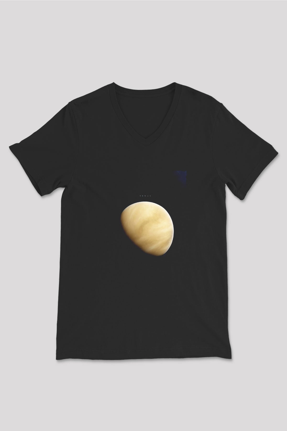Venüs Fotoğraf Baskılı Unisex V Yaka Siyah Tİşört - Tshirt