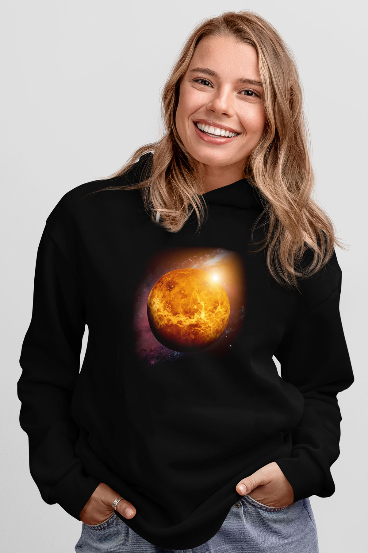 Venüs Siyah Unisex Hoodie