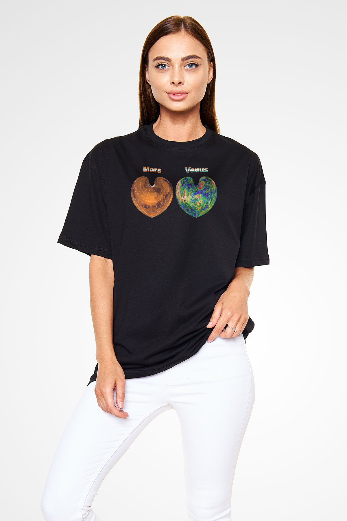 Venüs Siyah Unisex Oversize Tişört T-Shirt