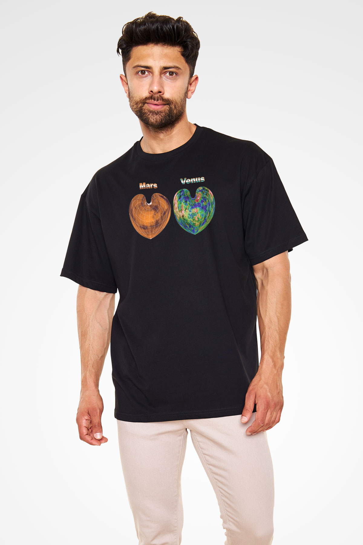 Venüs Siyah Unisex Oversize Tişört T-Shirt