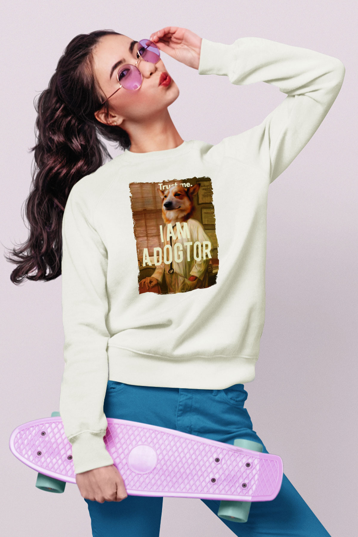 Veteriner Beyaz Unisex Sweatshirt