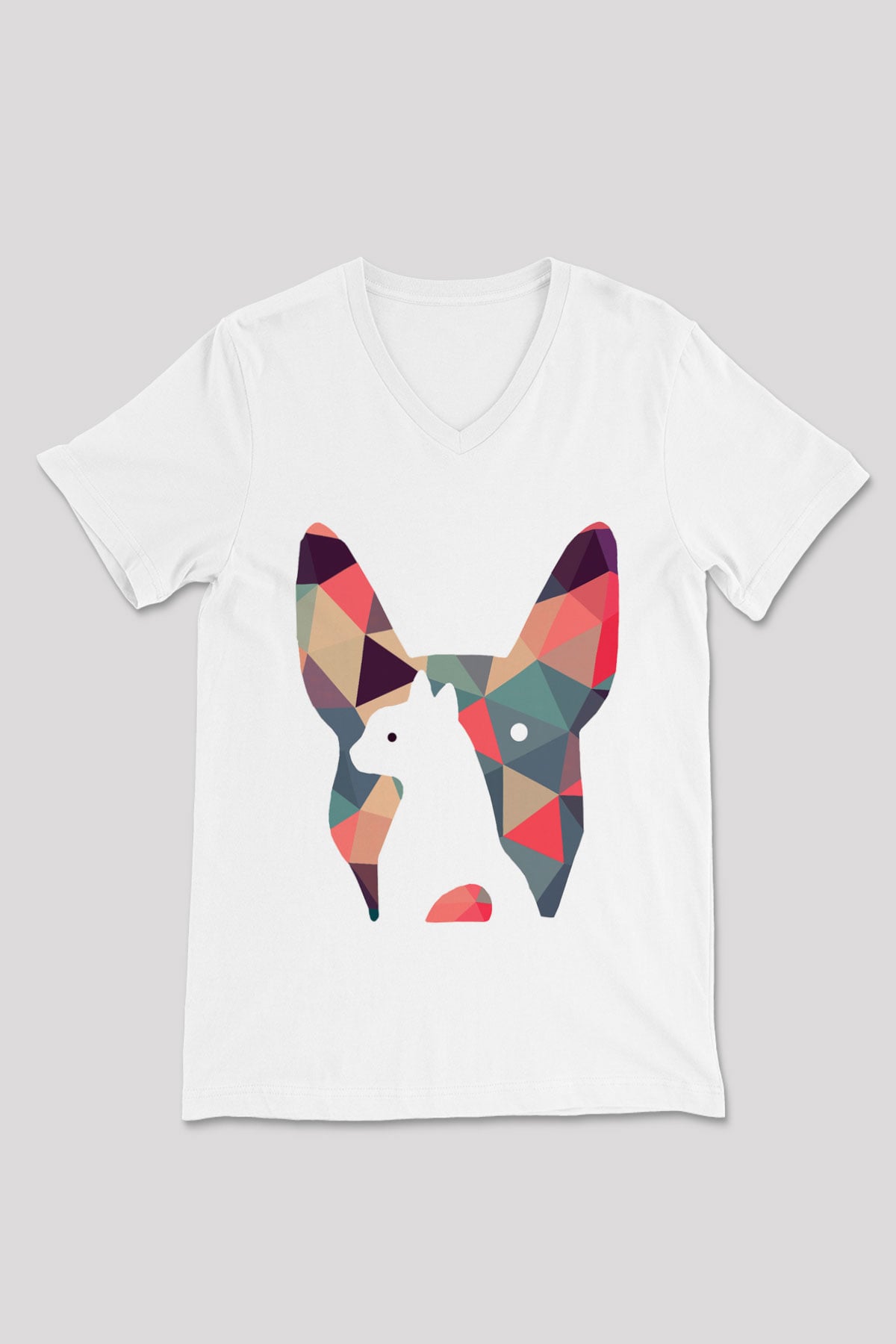 Veteriner Beyaz Unisex V Yaka Tişört T-Shirt