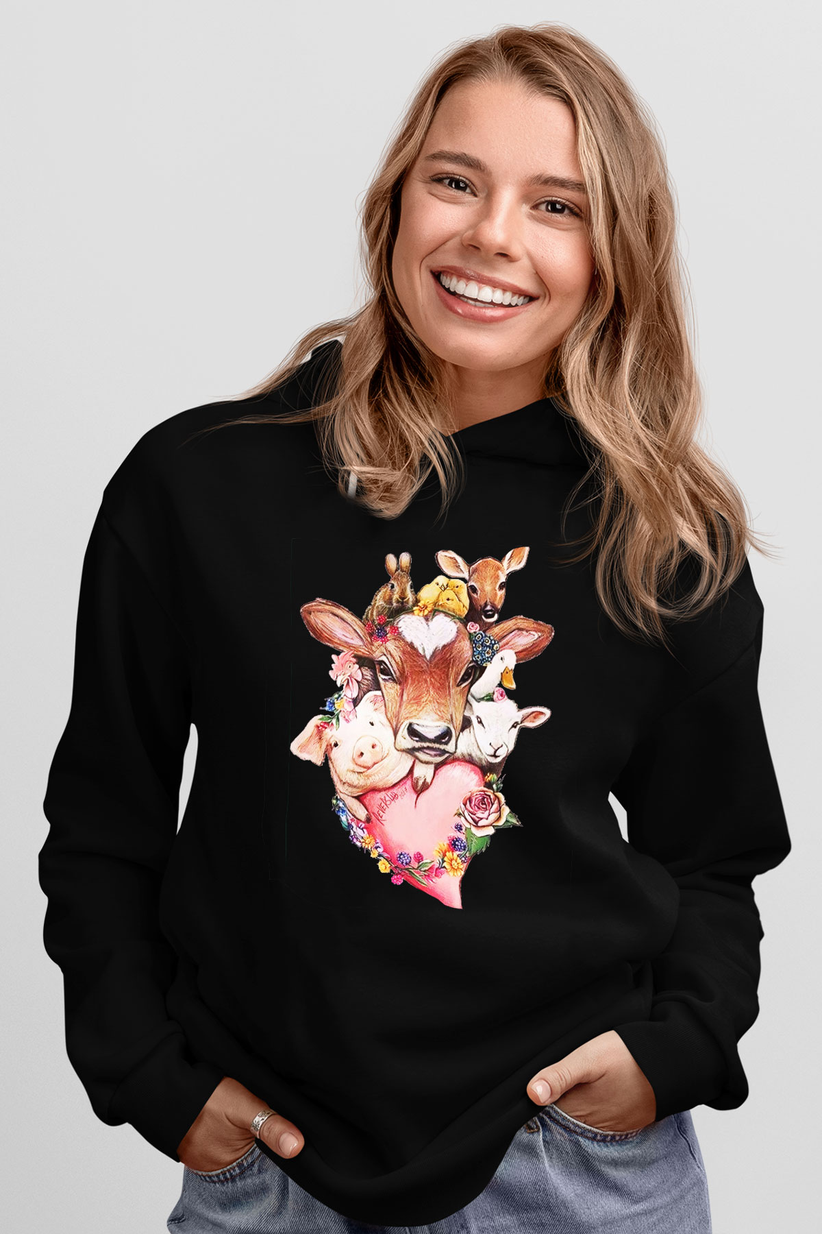Veteriner Siyah Unisex Kapşonlu Sweatshirt