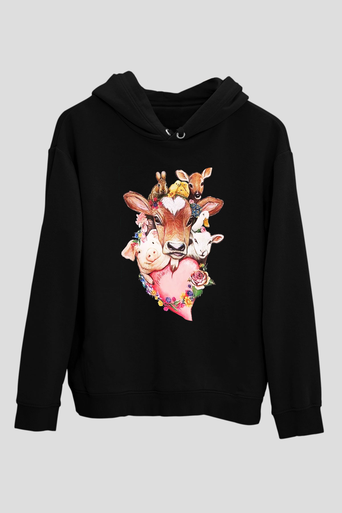 Veteriner Siyah Unisex Kapşonlu Sweatshirt