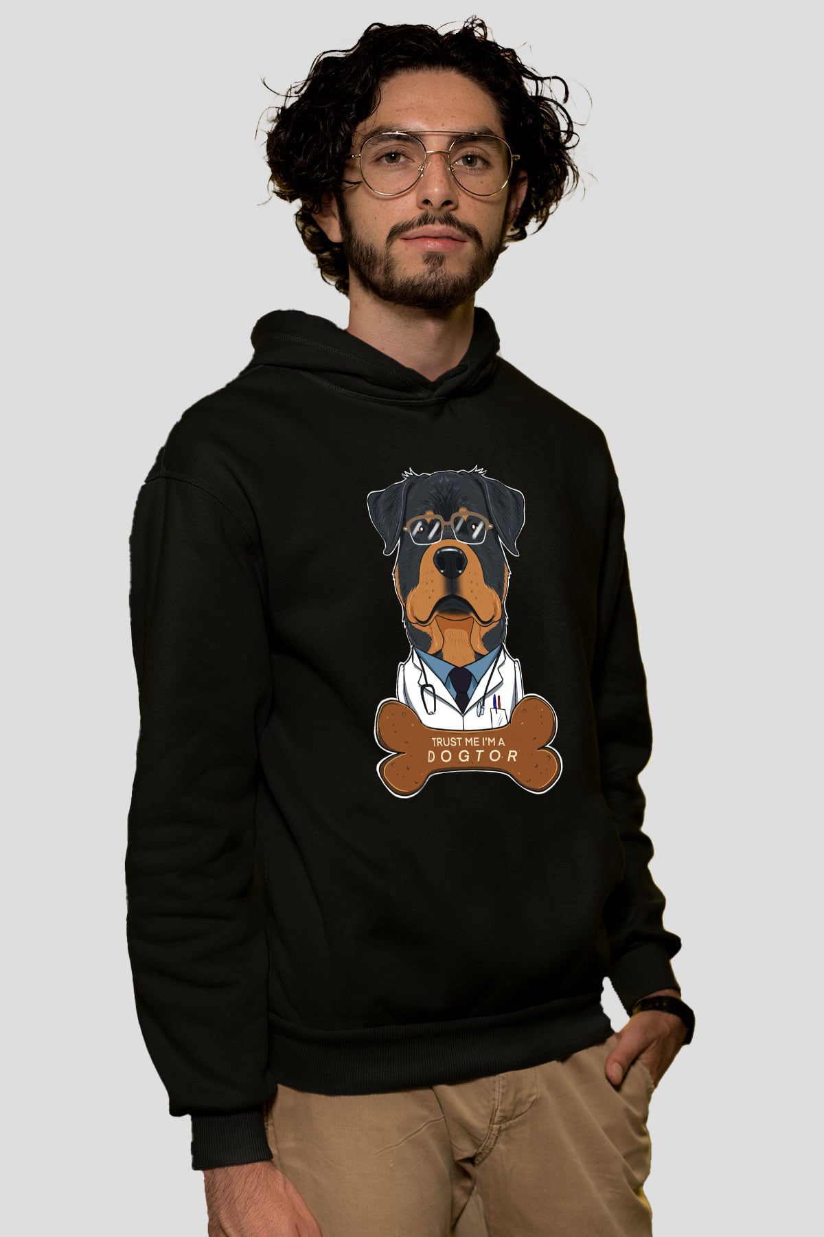 Veteriner Siyah Unisex Kapüşonlu Sweatshirt