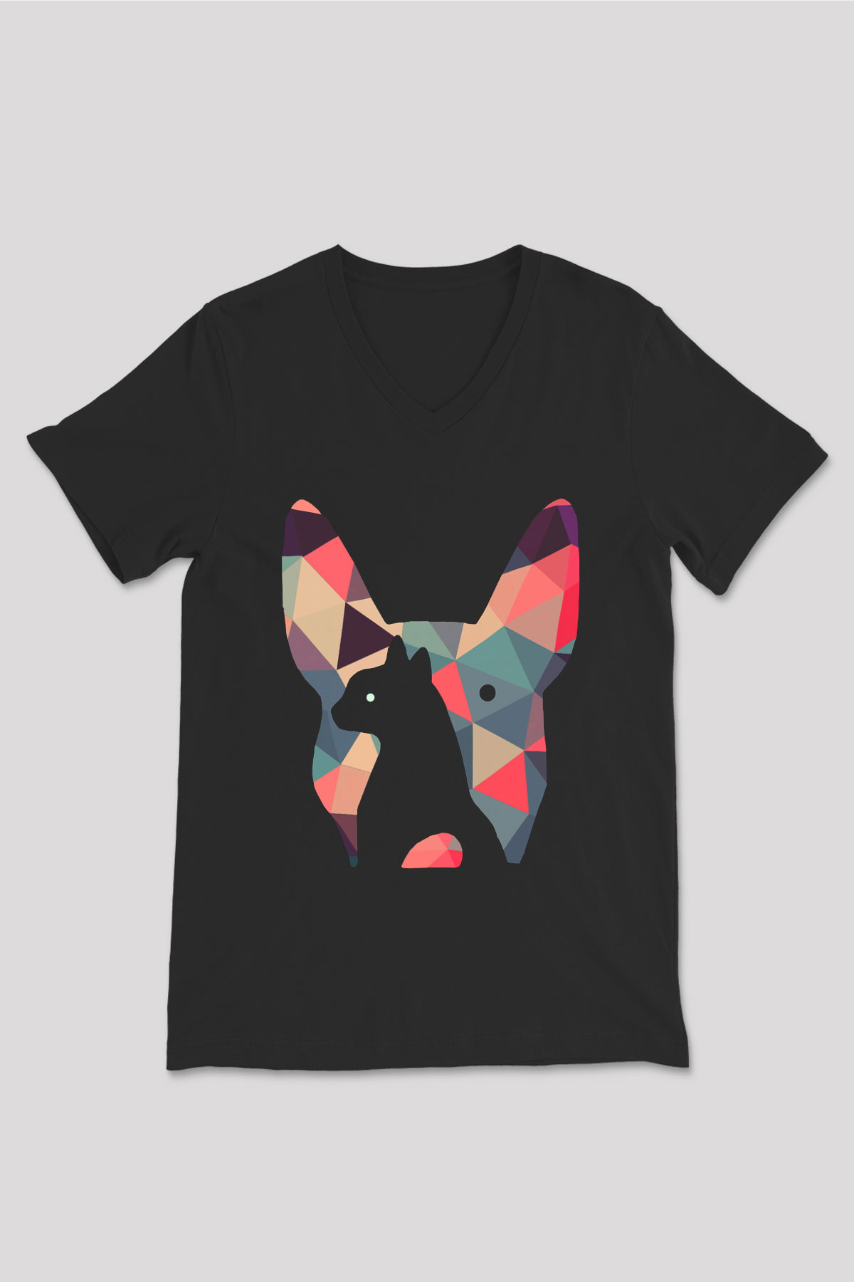 Veteriner Siyah Unisex V Yaka Tişört T-Shirt