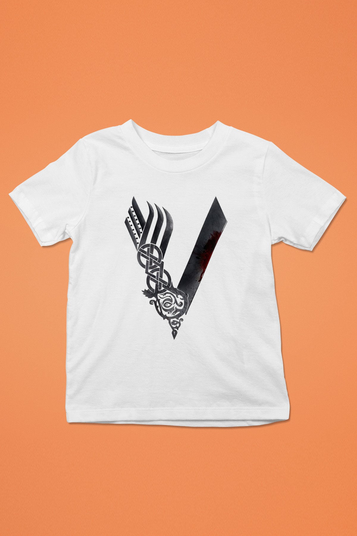 Vikings Baskılı Beyaz Unisex Çocuk Tişört