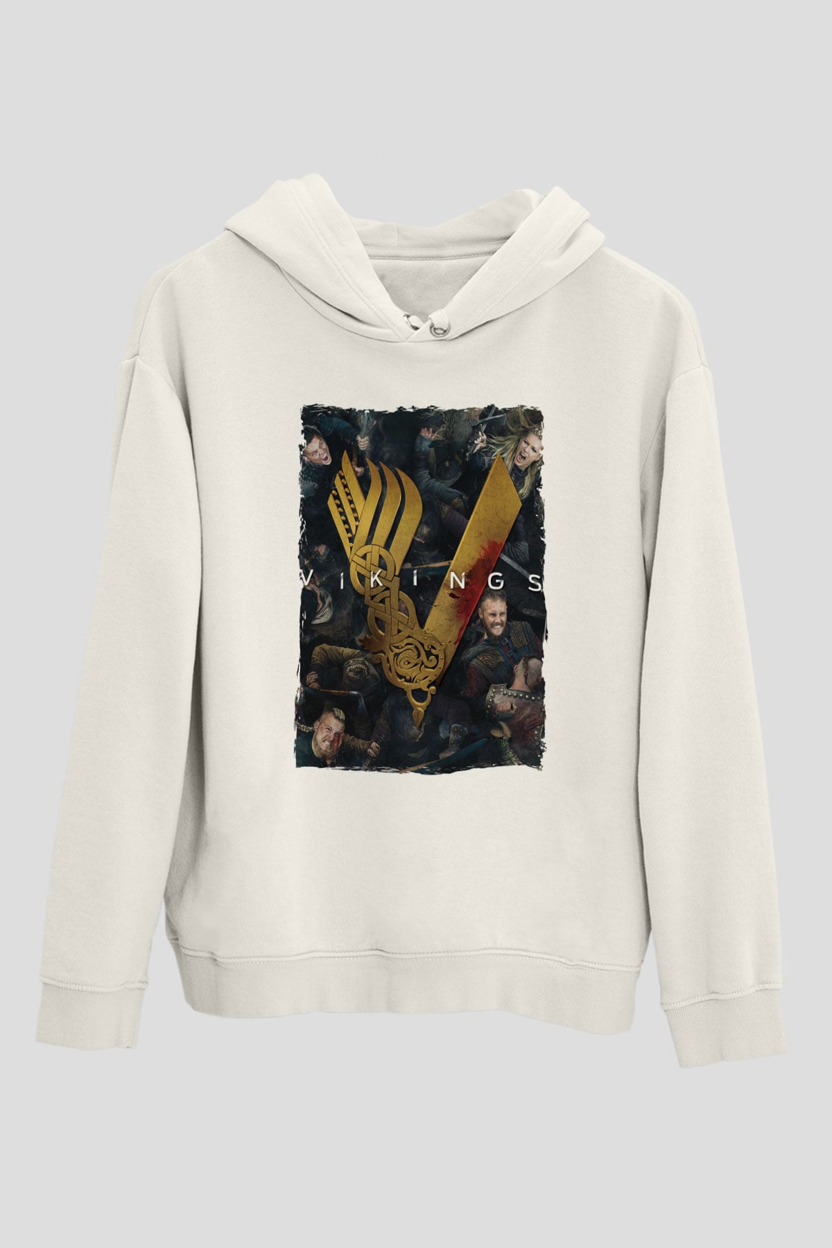 Vikings Beyaz Unisex Hoodie