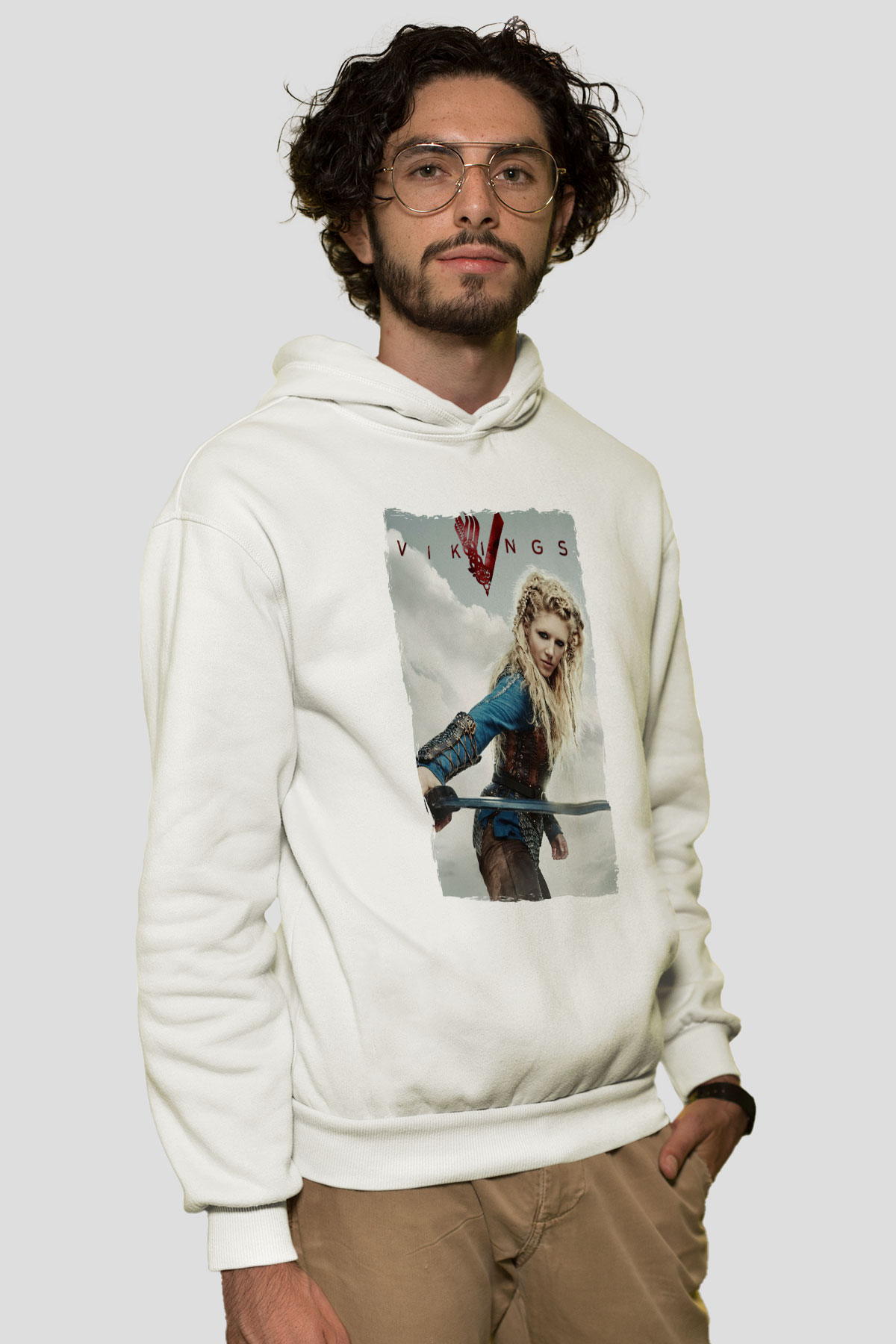 Vikings Beyaz Unisex Hoodie