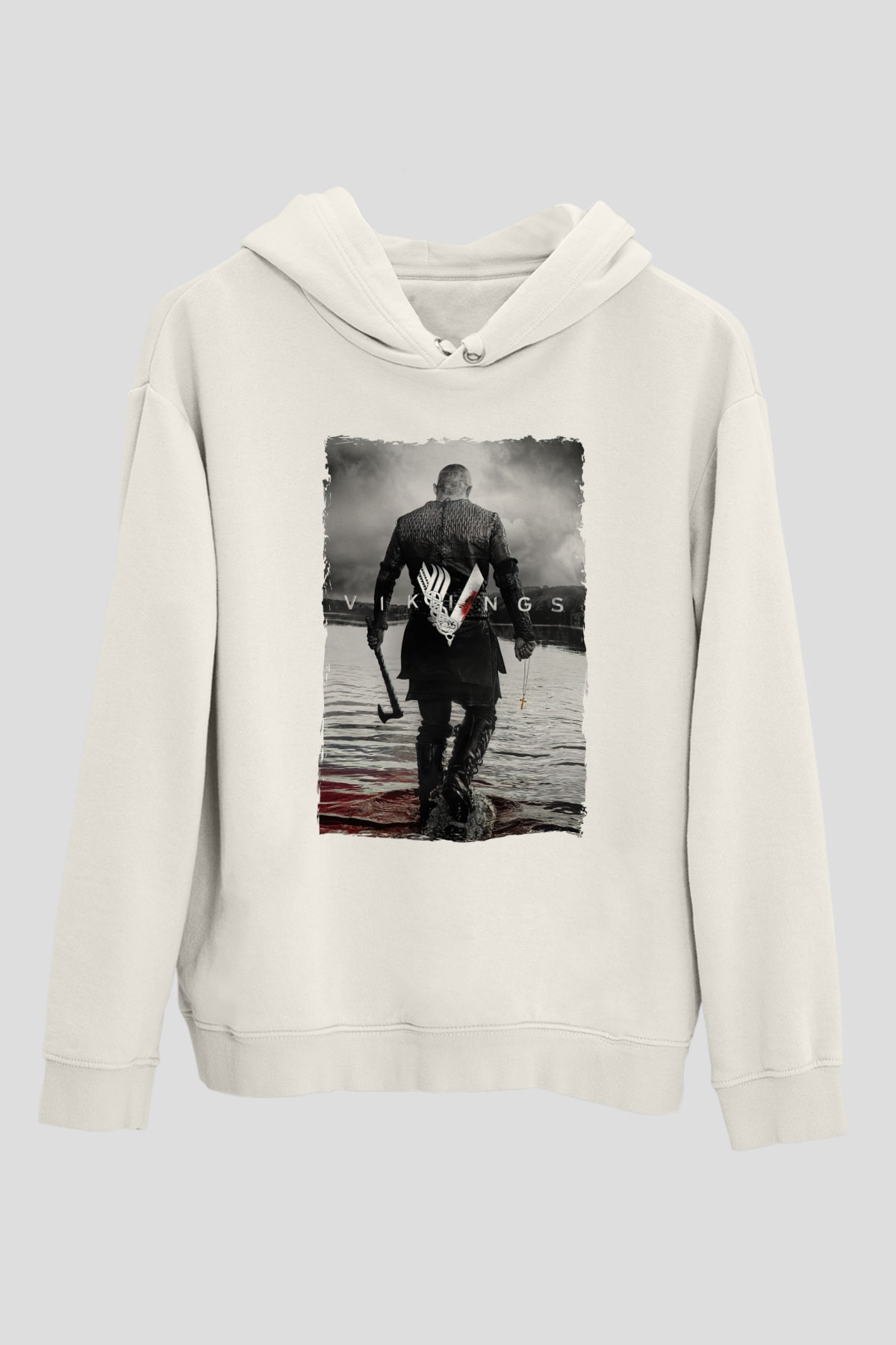 Vikings Beyaz Unisex Hoodie