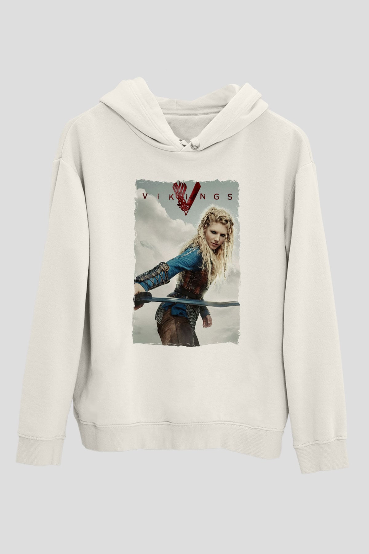 Vikings Beyaz Unisex Hoodie