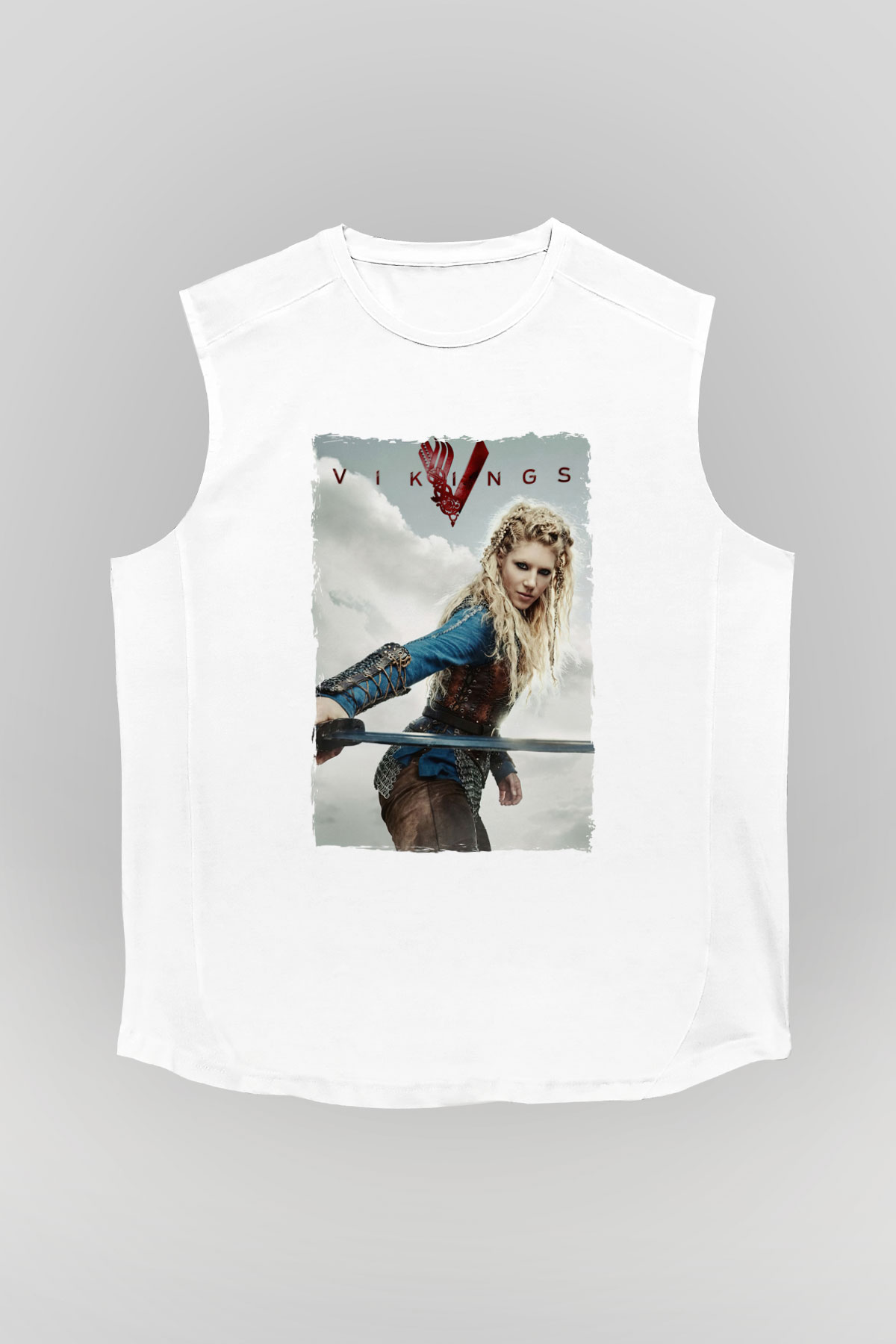 Vikings Beyaz Unisex Kolsuz Tişört