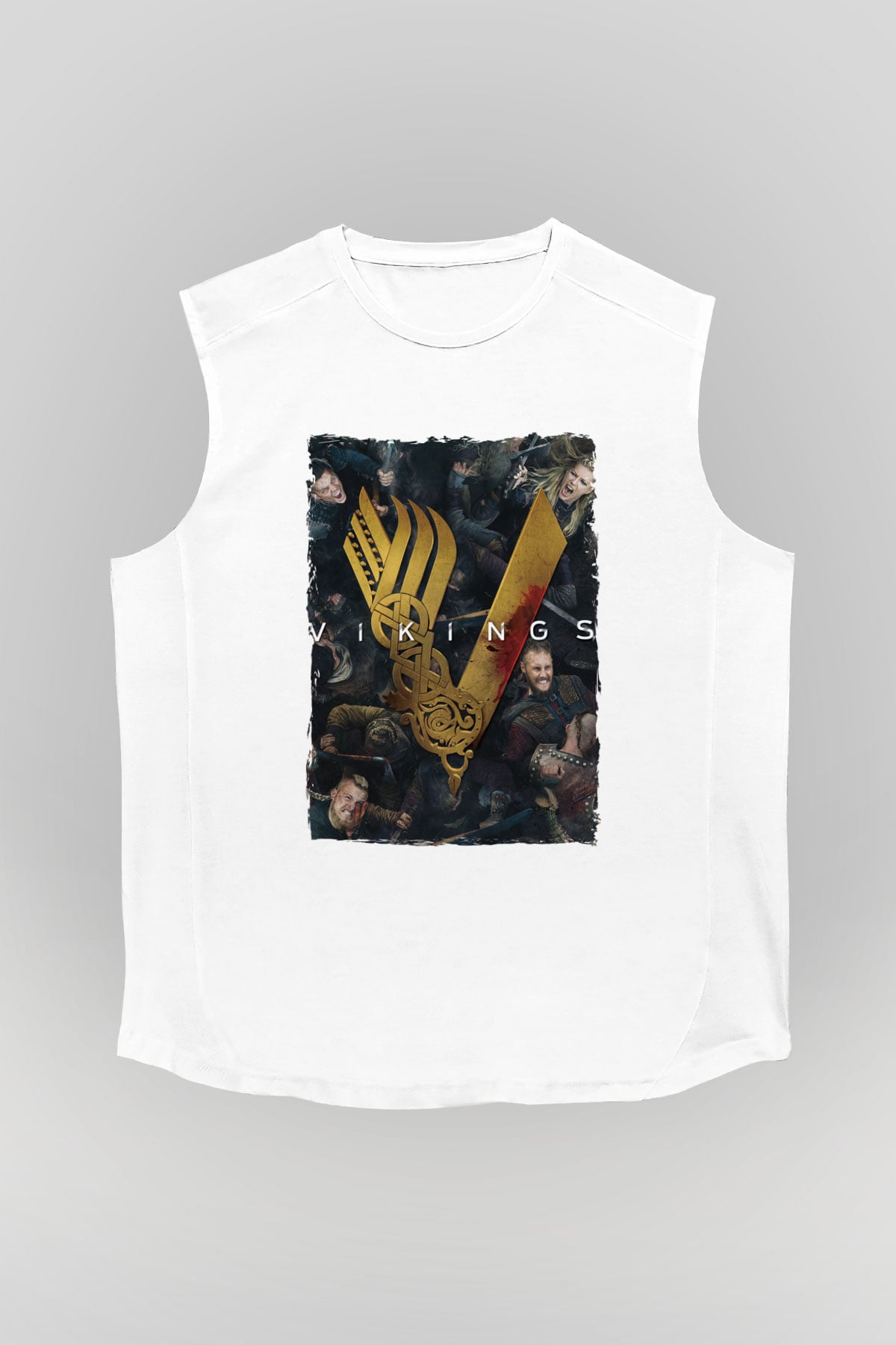 Vikings Beyaz Unisex Kolsuz Tişört