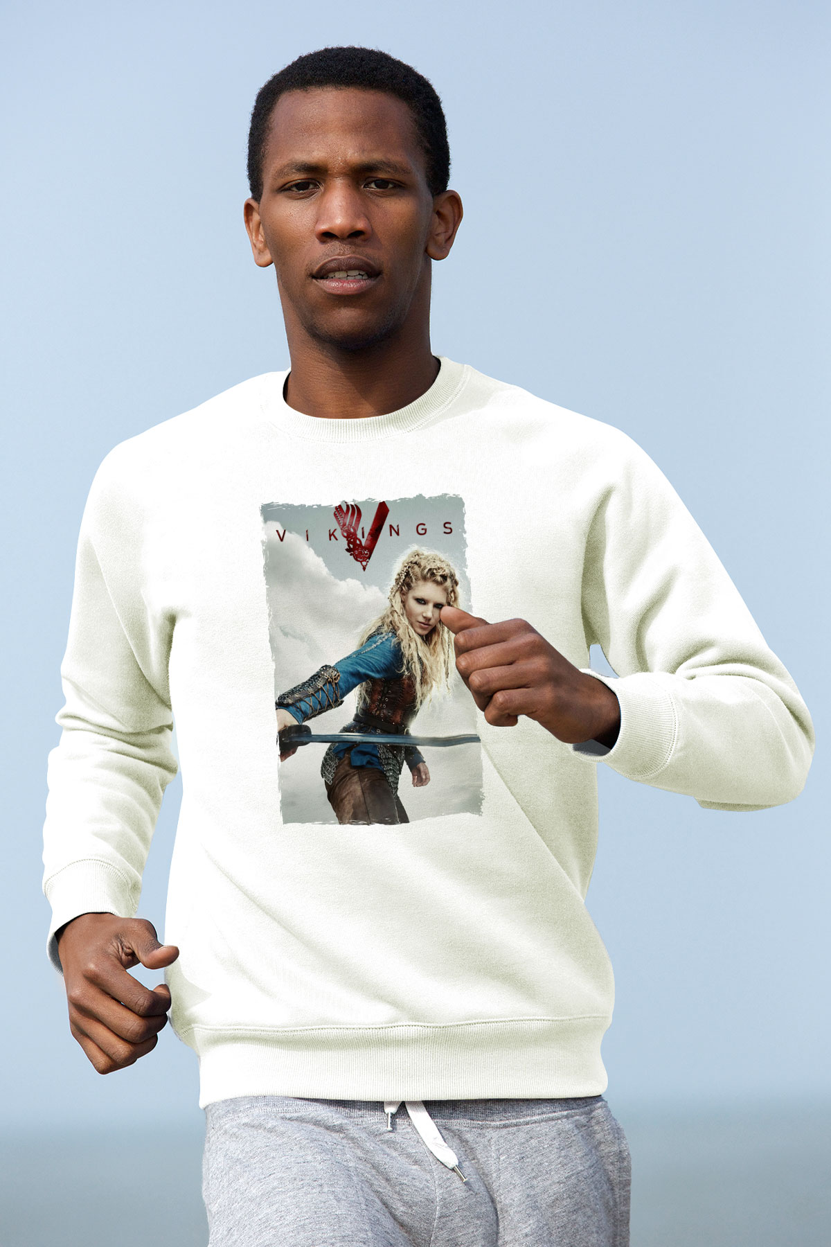 Vikings Beyaz Unisex Sweatshirt