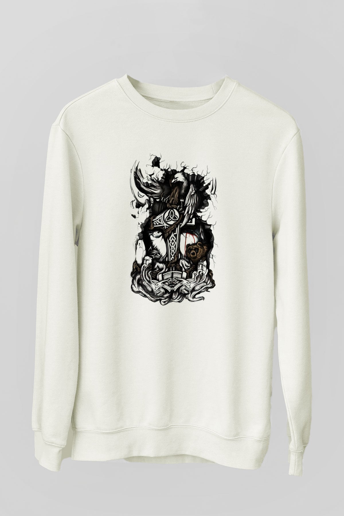 Vikings Beyaz Unisex Sweatshirt