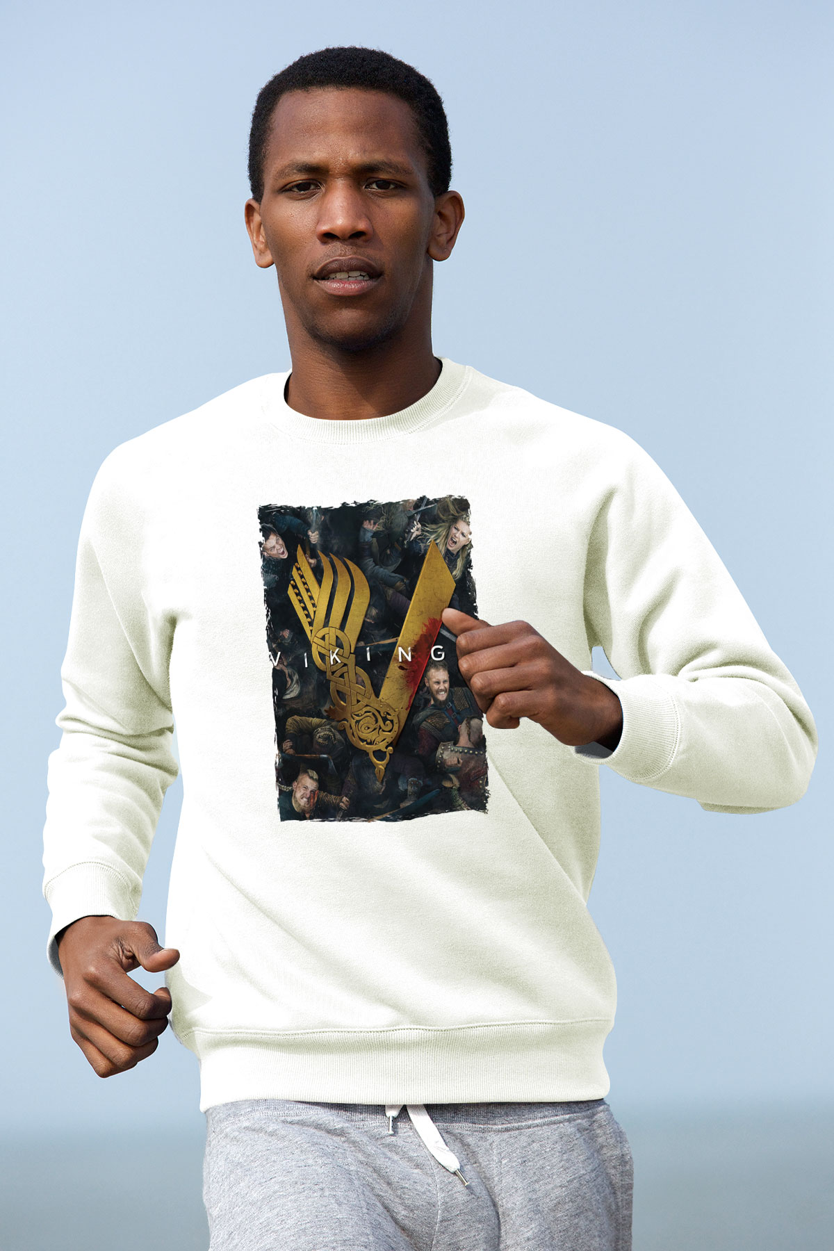 Vikings Beyaz Unisex Sweatshirt