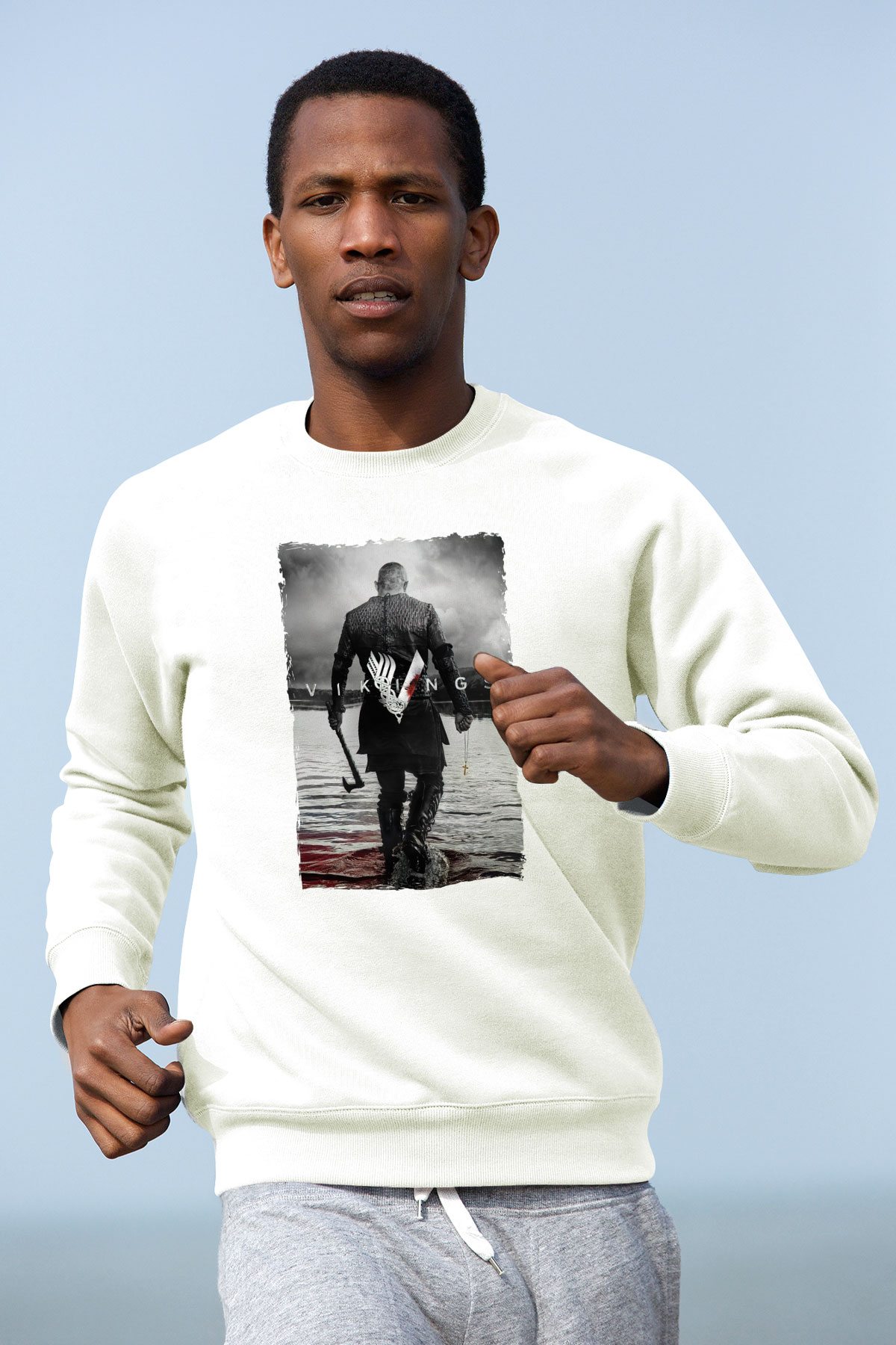 Vikings Beyaz Unisex Sweatshirt