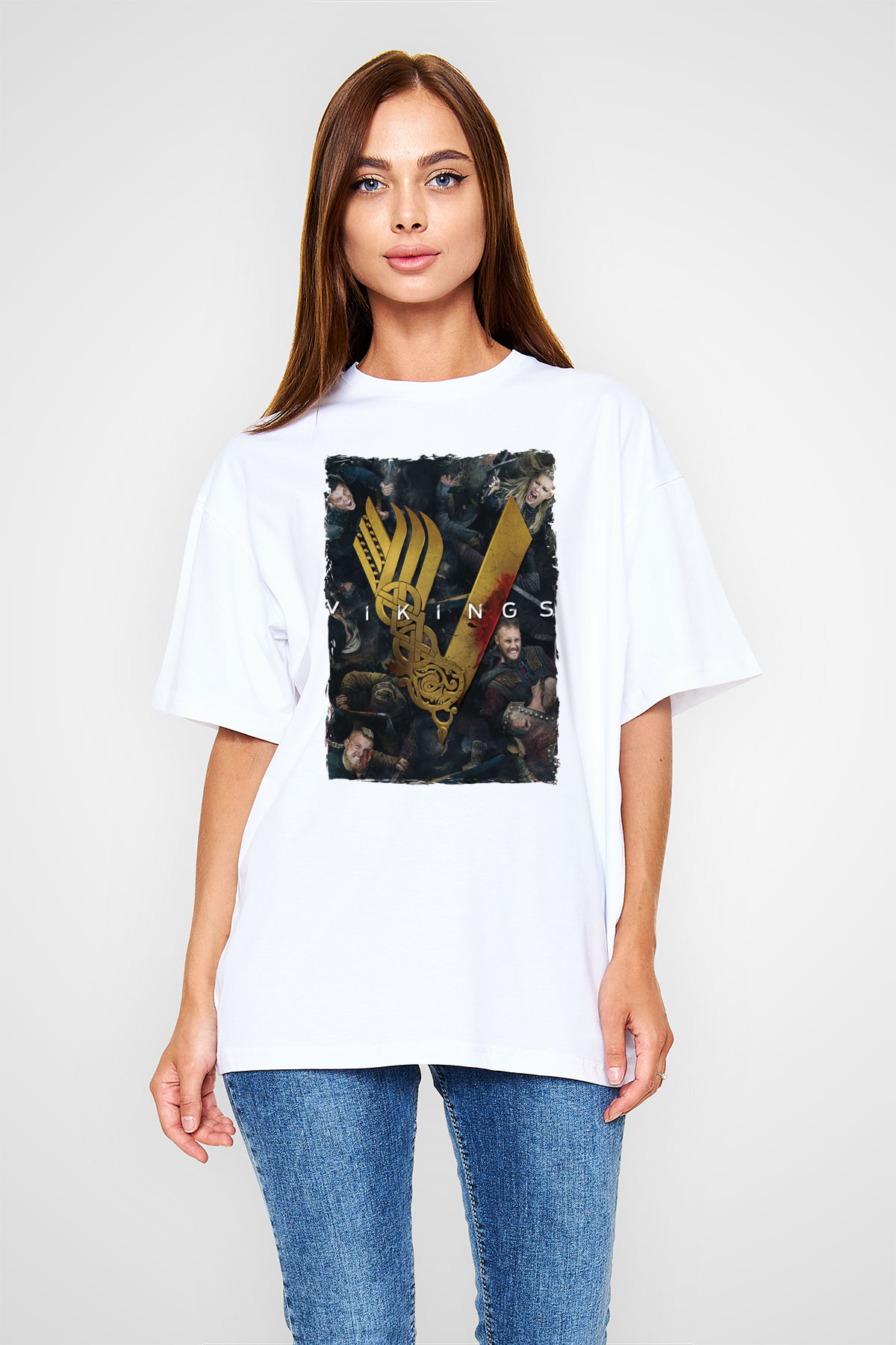 Vikings Beyaz Unisex Tişört T-Shirt