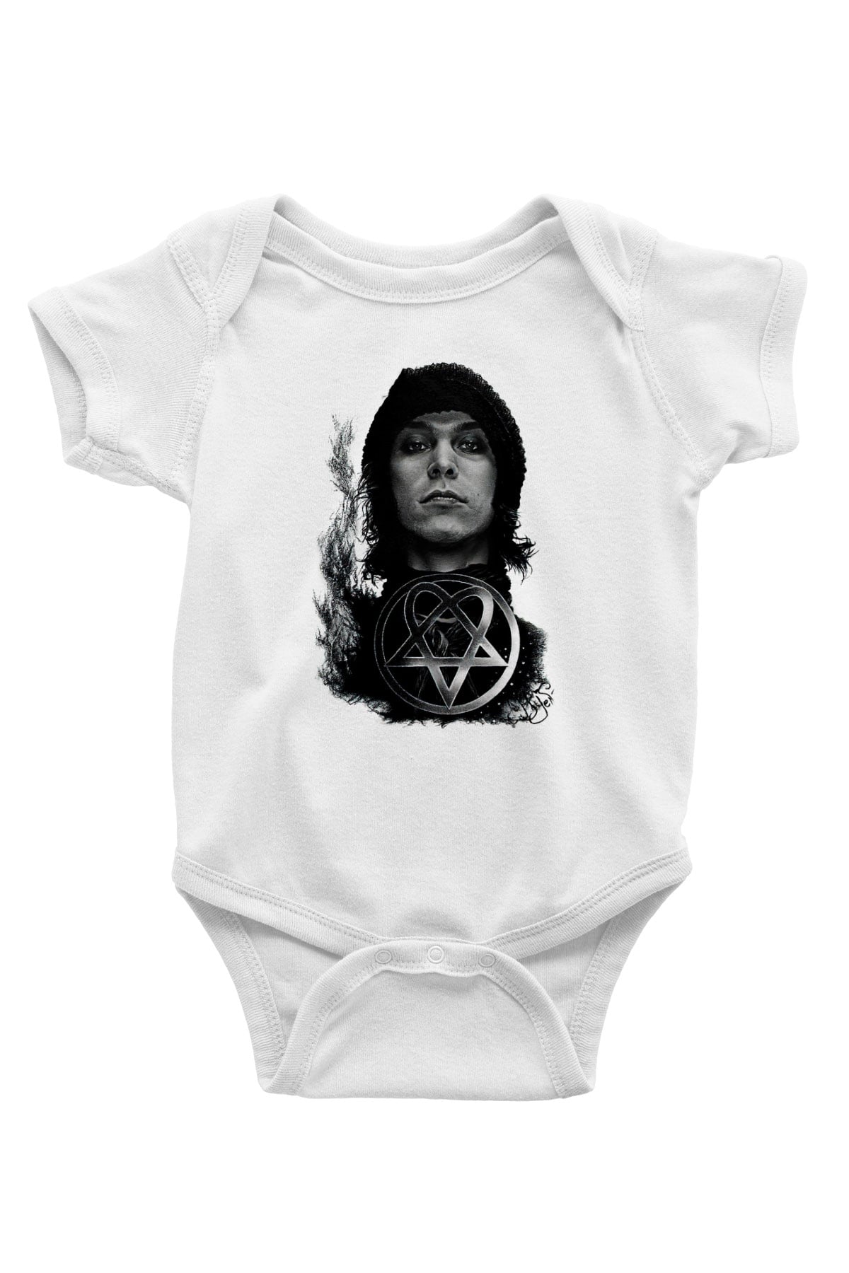 Ville Valo Baskılı Beyaz Unisex Bebek Body - Zıbın