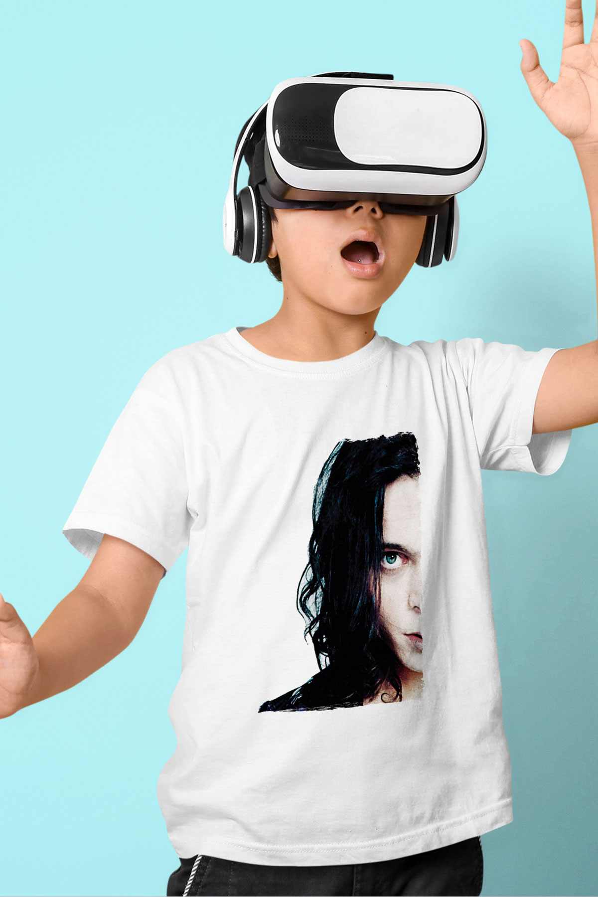 Ville Valo Baskılı Beyaz Unisex Beyaz Çocuk Tişört - Tshirt