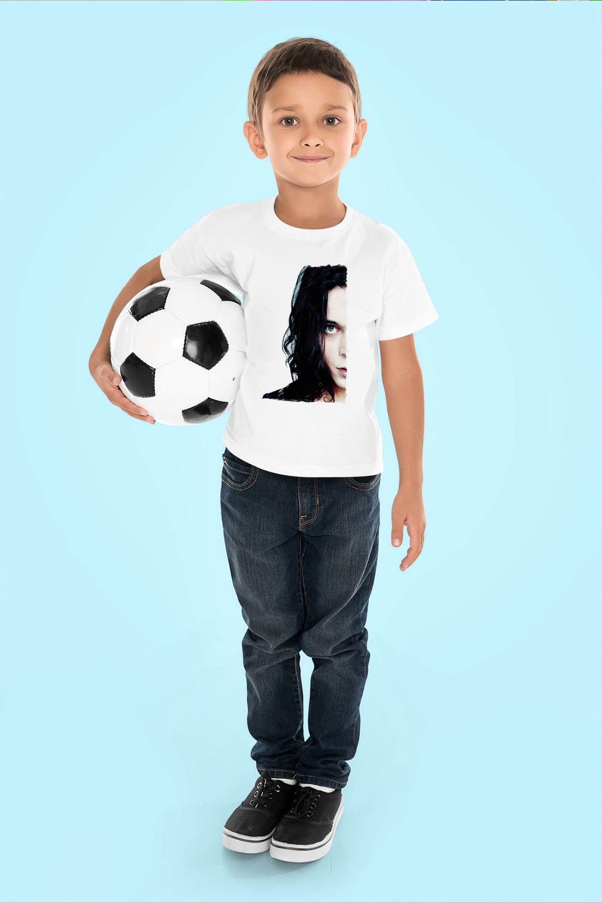Ville Valo Baskılı Beyaz Unisex Beyaz Çocuk Tişört - Tshirt