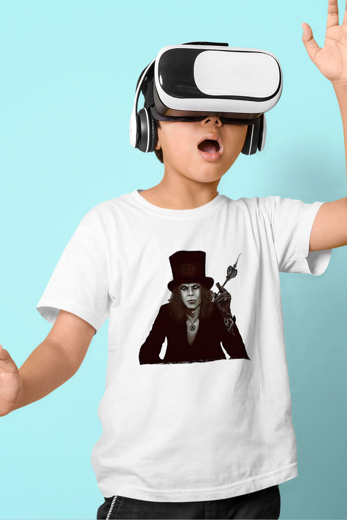 Ville Valo Baskılı Beyaz Unisex Beyaz Çocuk Tişört - Tshirt
