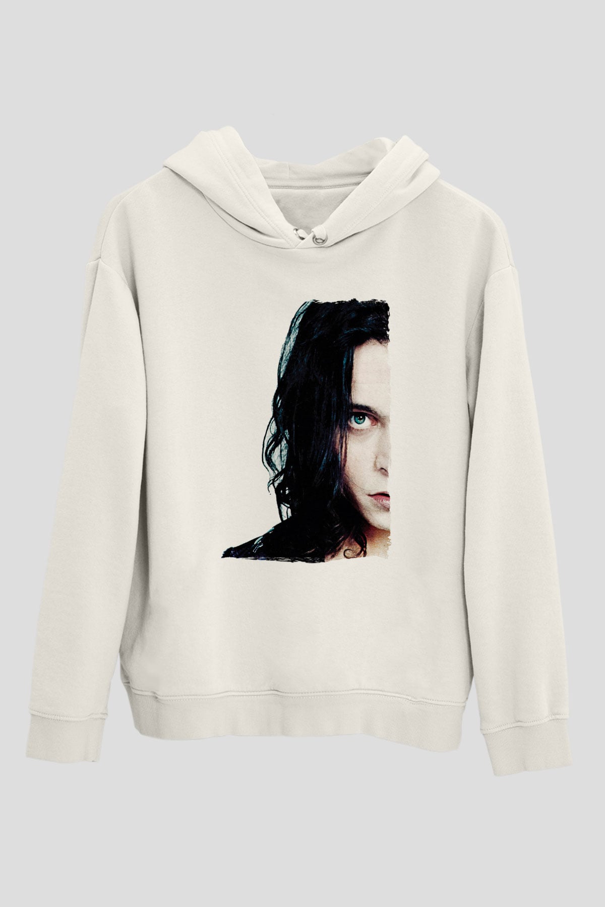 Ville Valo Baskılı Beyaz Unisex Kapüşonlu Sweatshirt