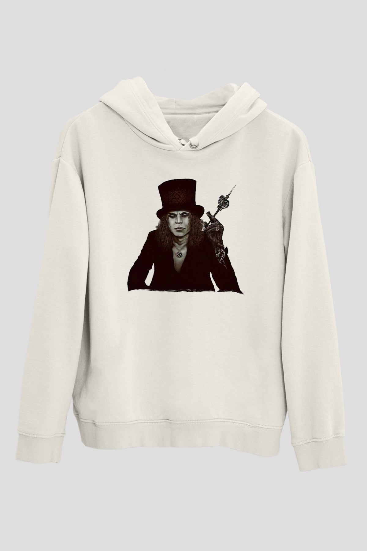 Ville Valo Baskılı Beyaz Unisex Kapüşonlu Sweatshirt
