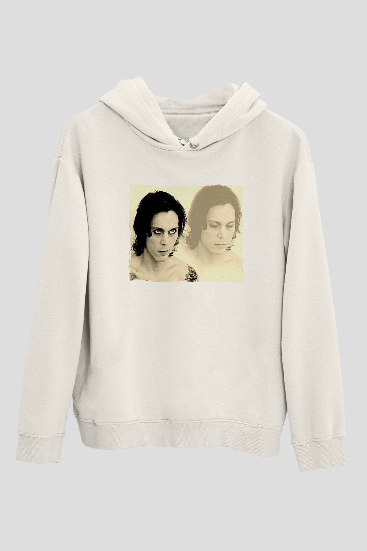 Ville Valo Baskılı Beyaz Unisex Kapüşonlu Sweatshirt