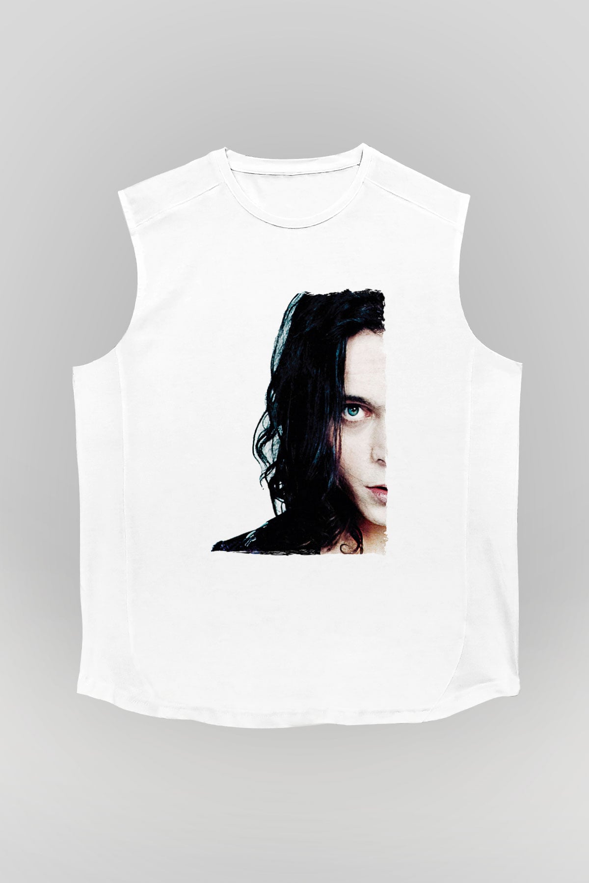 Ville Valo Baskılı Beyaz Unisex Kolsuz Tişört - Tshirt