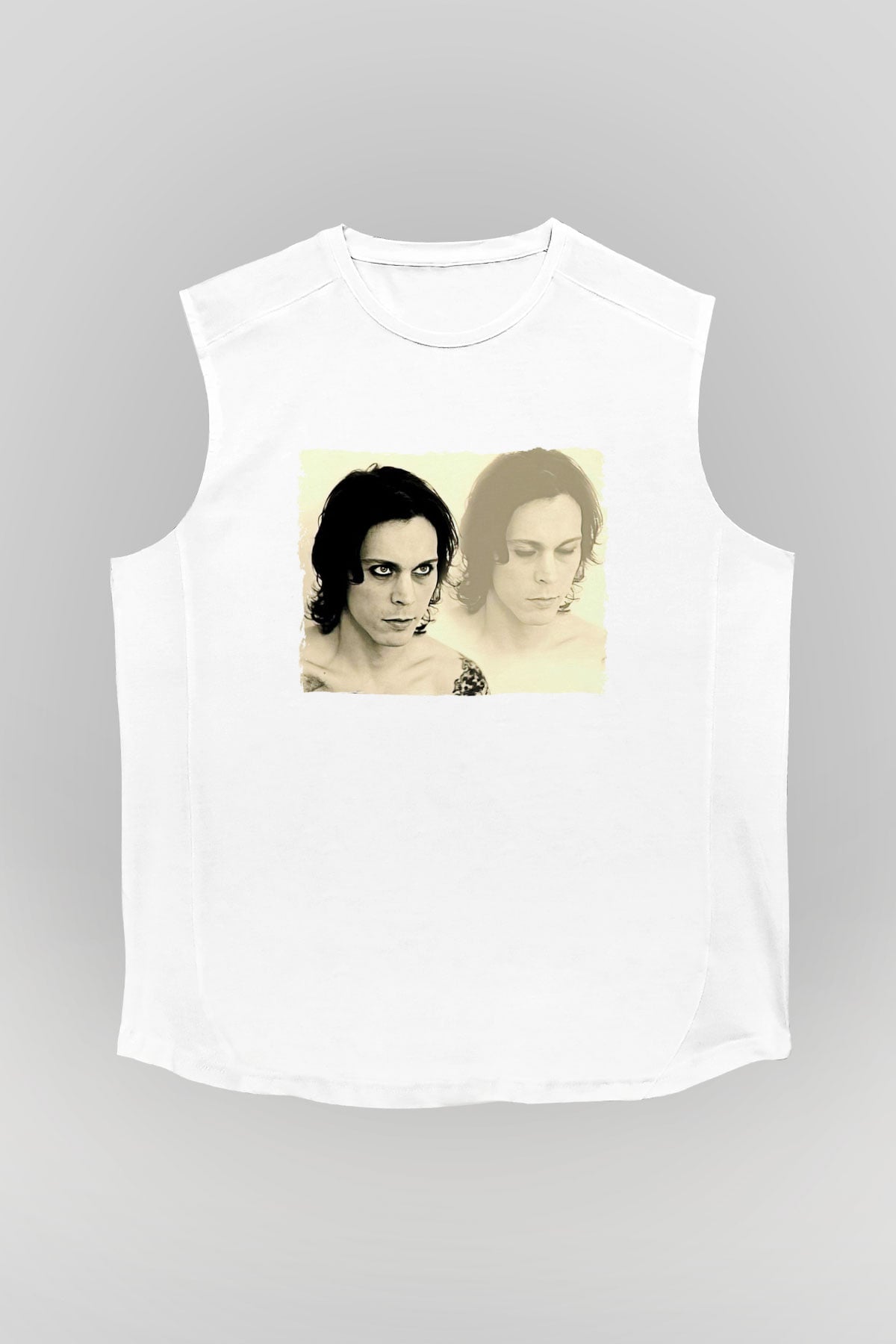 Ville Valo Baskılı Beyaz Unisex Kolsuz Tişört - Tshirt