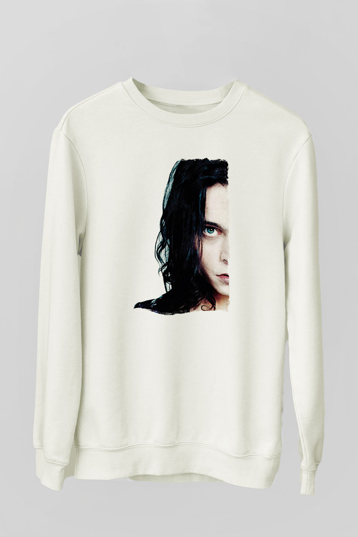 Ville Valo Baskılı Beyaz Unisex Sweatshirt