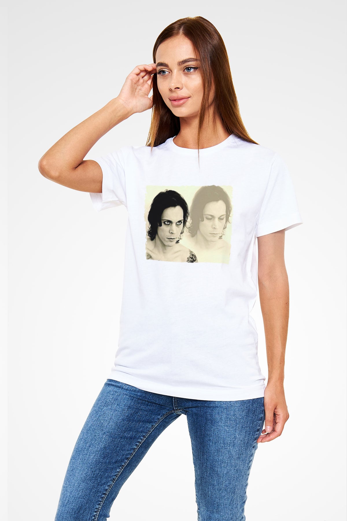 Ville Valo Baskılı Unisex Beyaz Tişört - Tshirt
