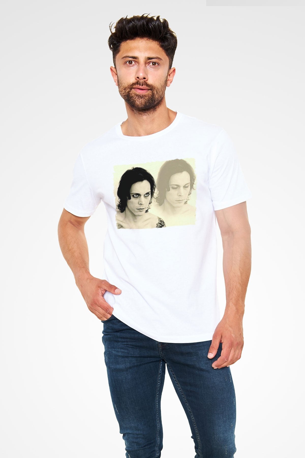 Ville Valo Baskılı Unisex Beyaz Tişört - Tshirt