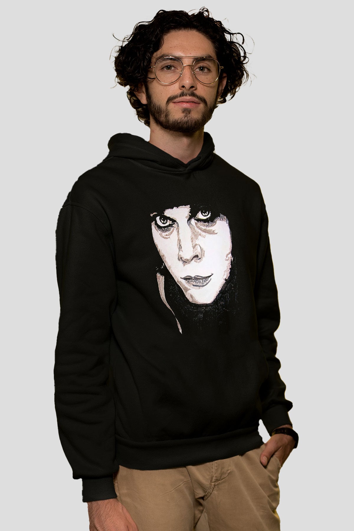 Ville Valo Baskılı Unisex Siyah Kapüşonlu Sweatshirt