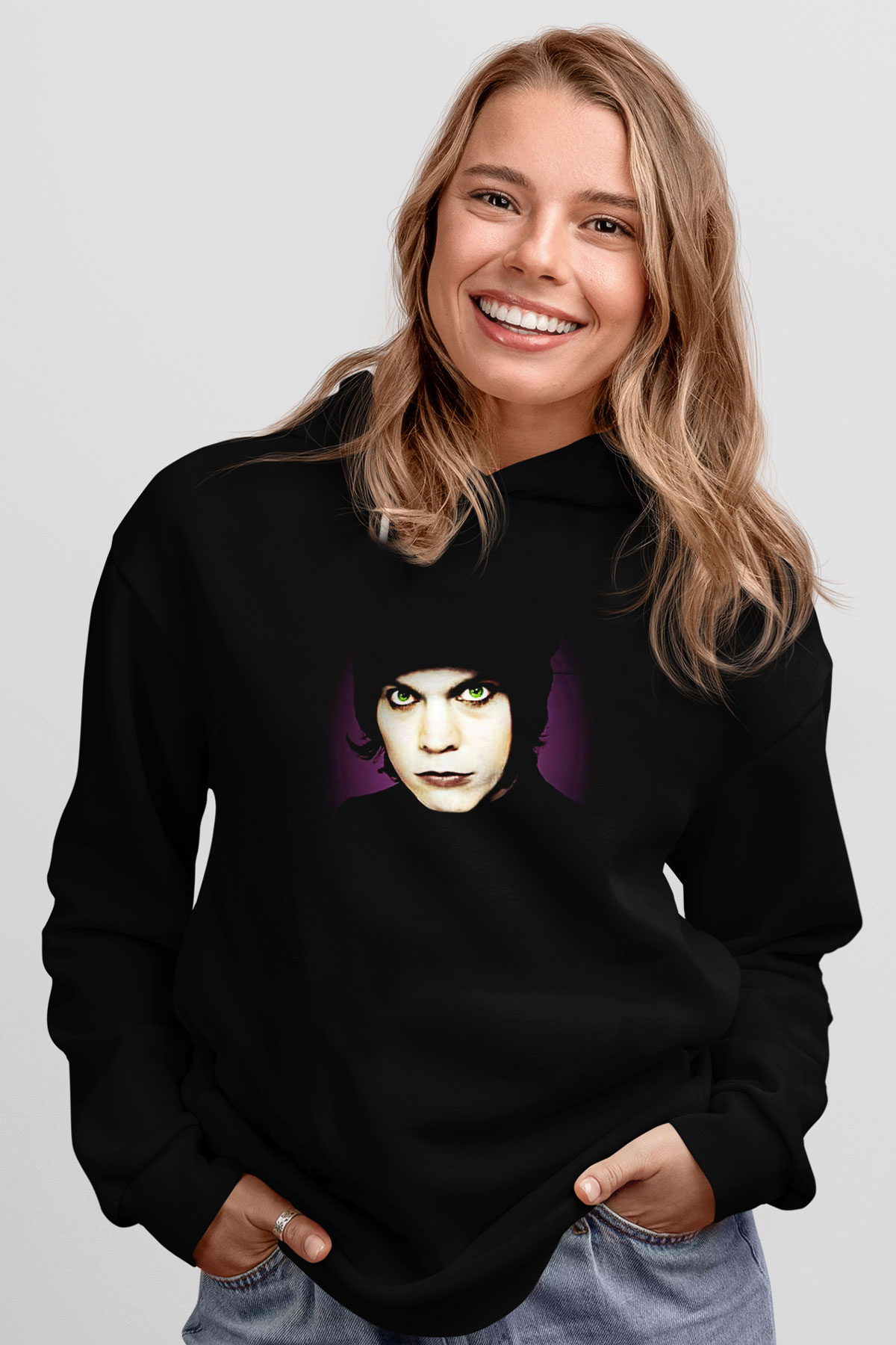 Ville Valo Baskılı Unisex Siyah Kapüşonlu Sweatshirt