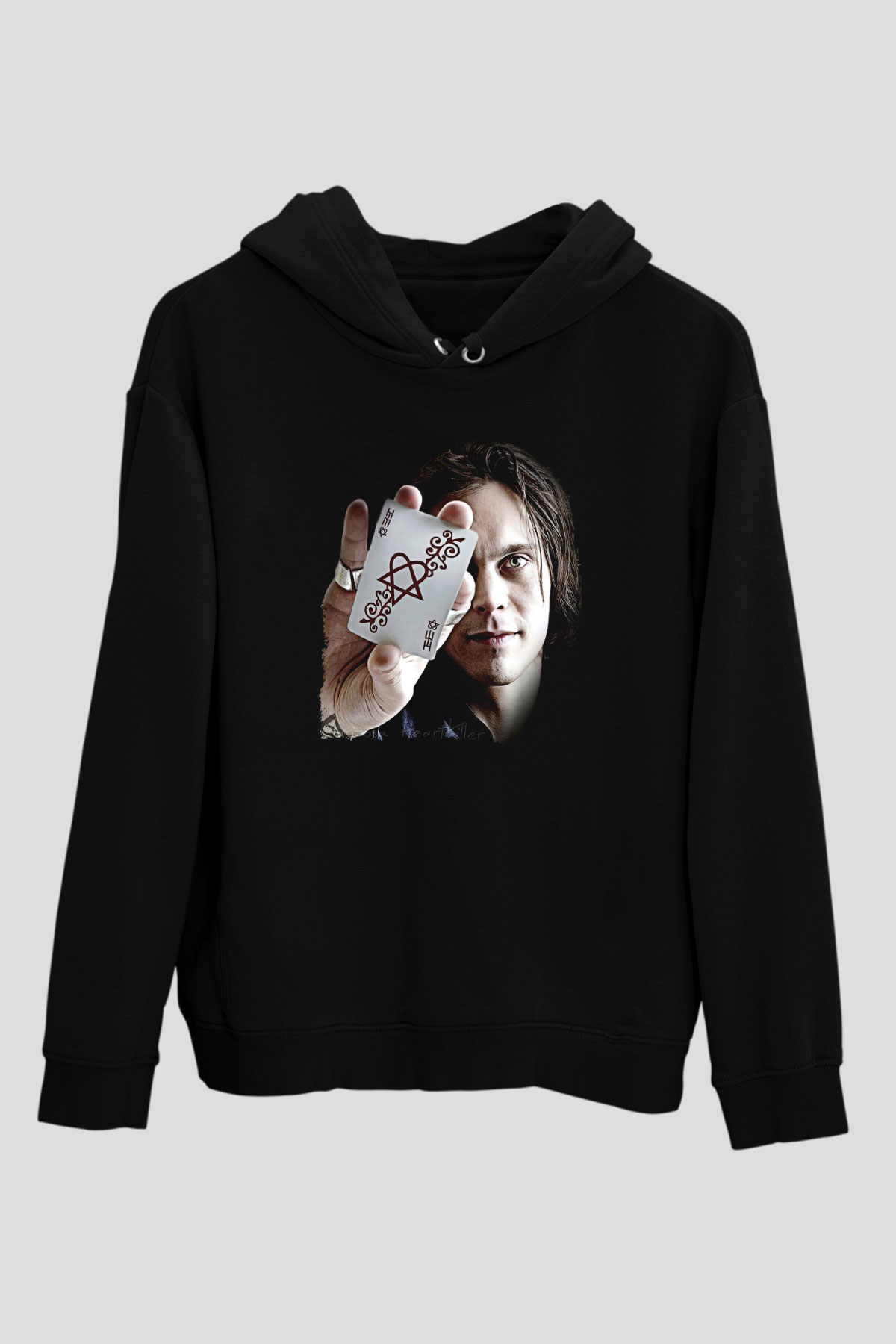 Ville Valo Baskılı Unisex Siyah Kapüşonlu Sweatshirt