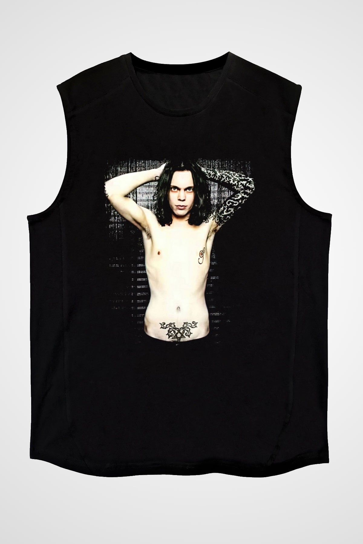 Ville Valo Baskılı Unisex Siyah Kolsuz Tişört - Tshirt