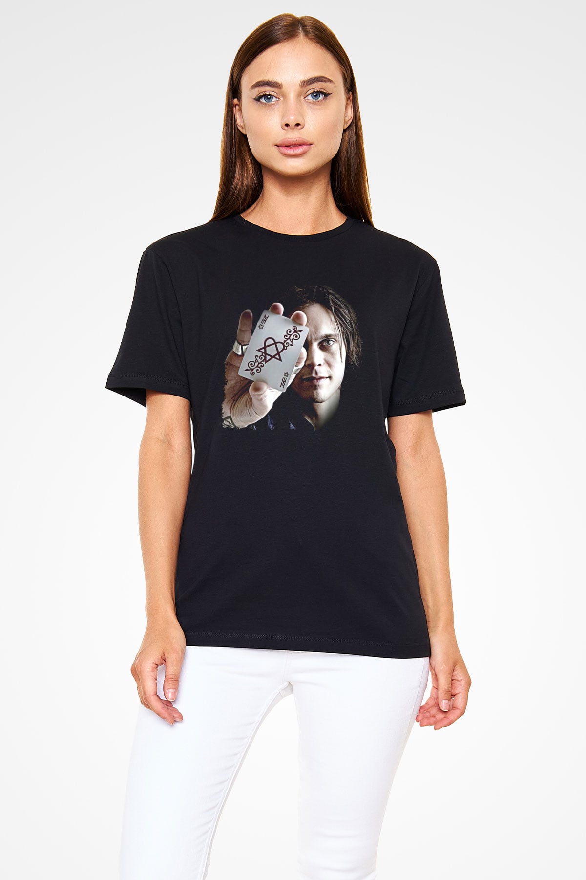 Ville Valo Baskılı Unisex Siyah Tişört - Tshirt
