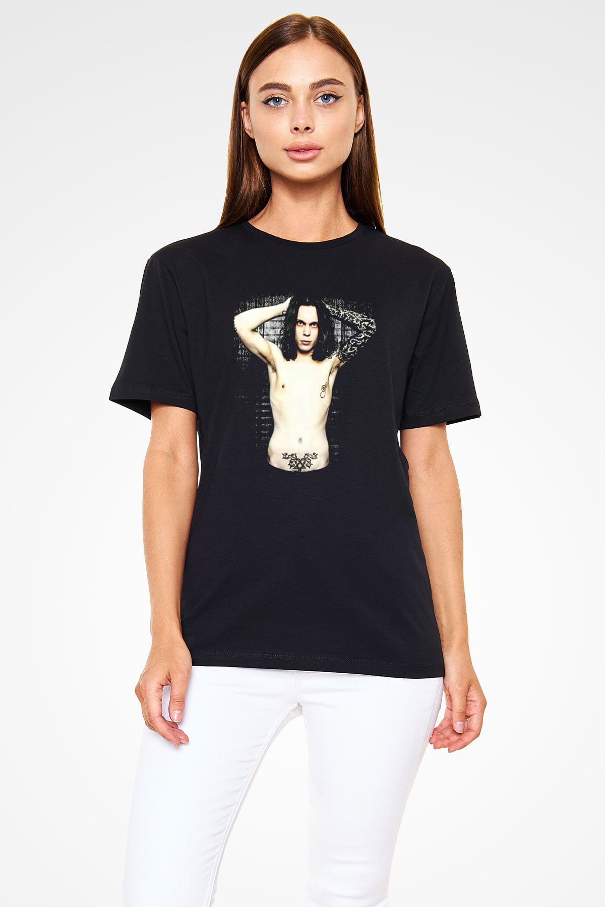 Ville Valo Baskılı Unisex Siyah Tişört - Tshirt