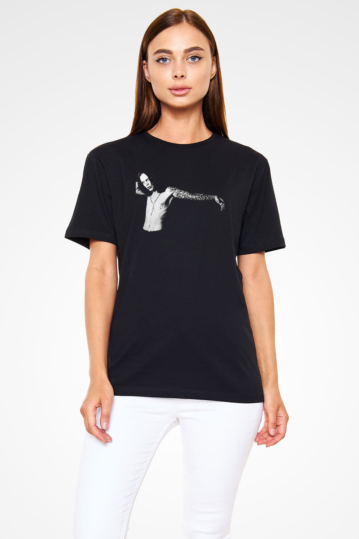 Ville Valo Baskılı Unisex Siyah Tişört - Tshirt