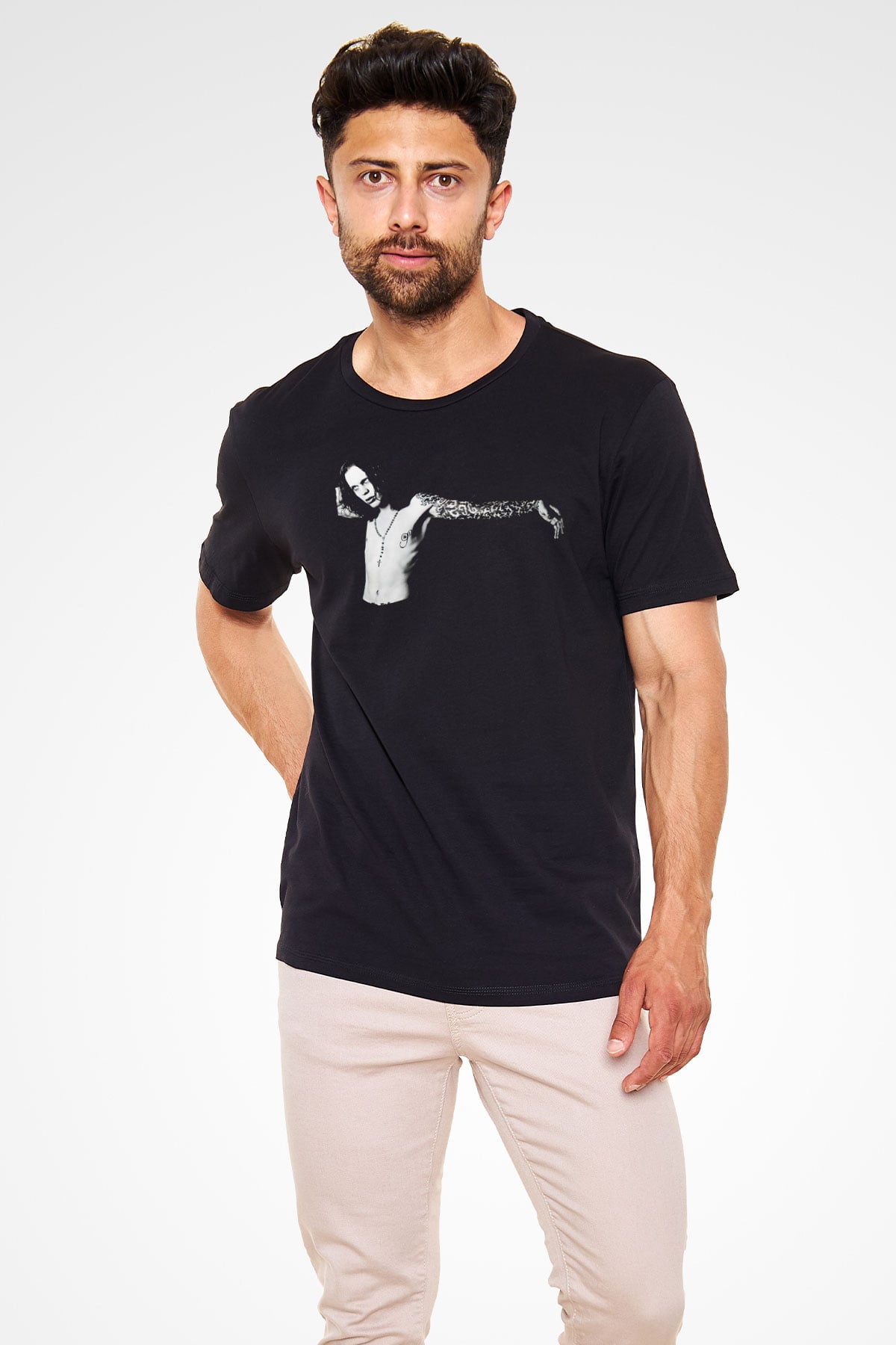 Ville Valo Baskılı Unisex Siyah Tişört - Tshirt