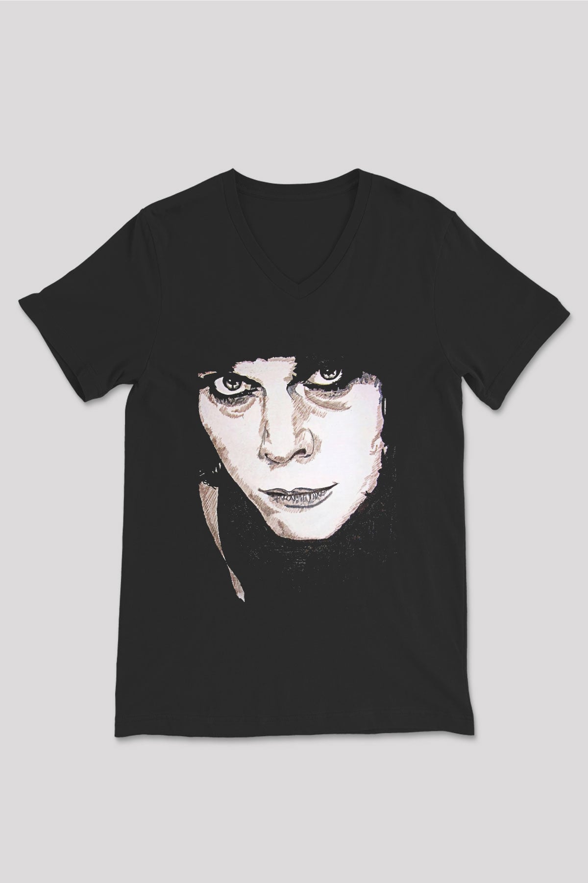 Ville Valo Baskılı Unisex Siyah V Yaka Tişört - Tshirt