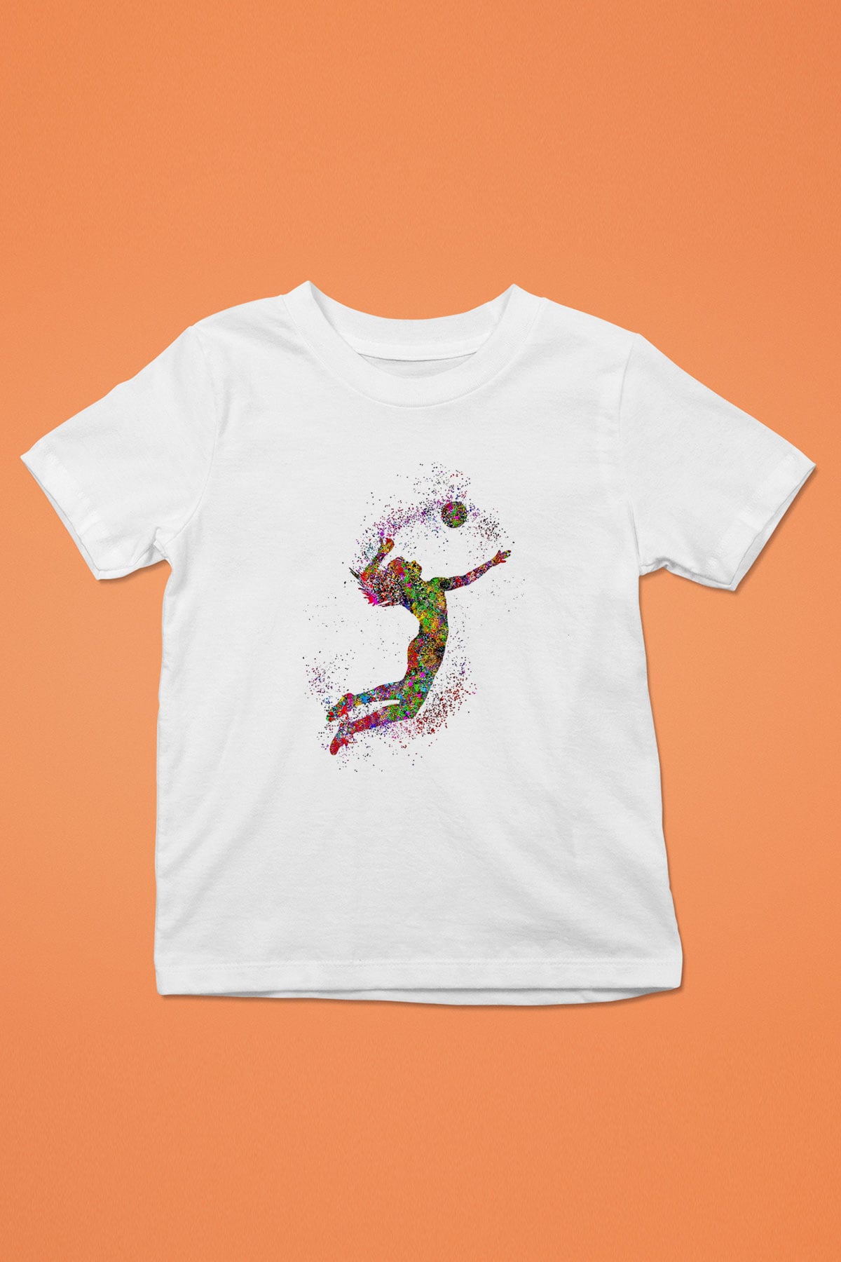 Voleybol Baskılı Unisex Beyaz Çocuk Tişört - Tshirt